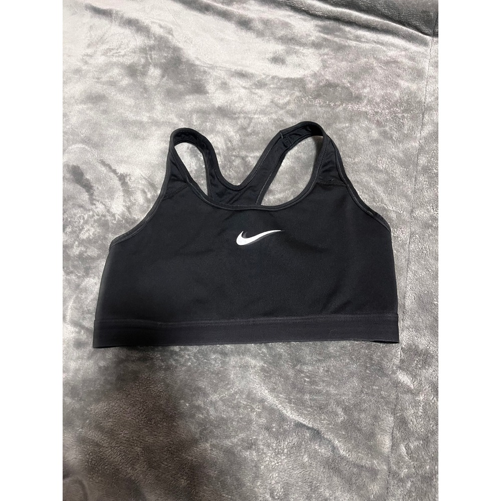 Nike Womens Dri-FIT Swoosh Medium Support Racerback Sports Bra Black Medium